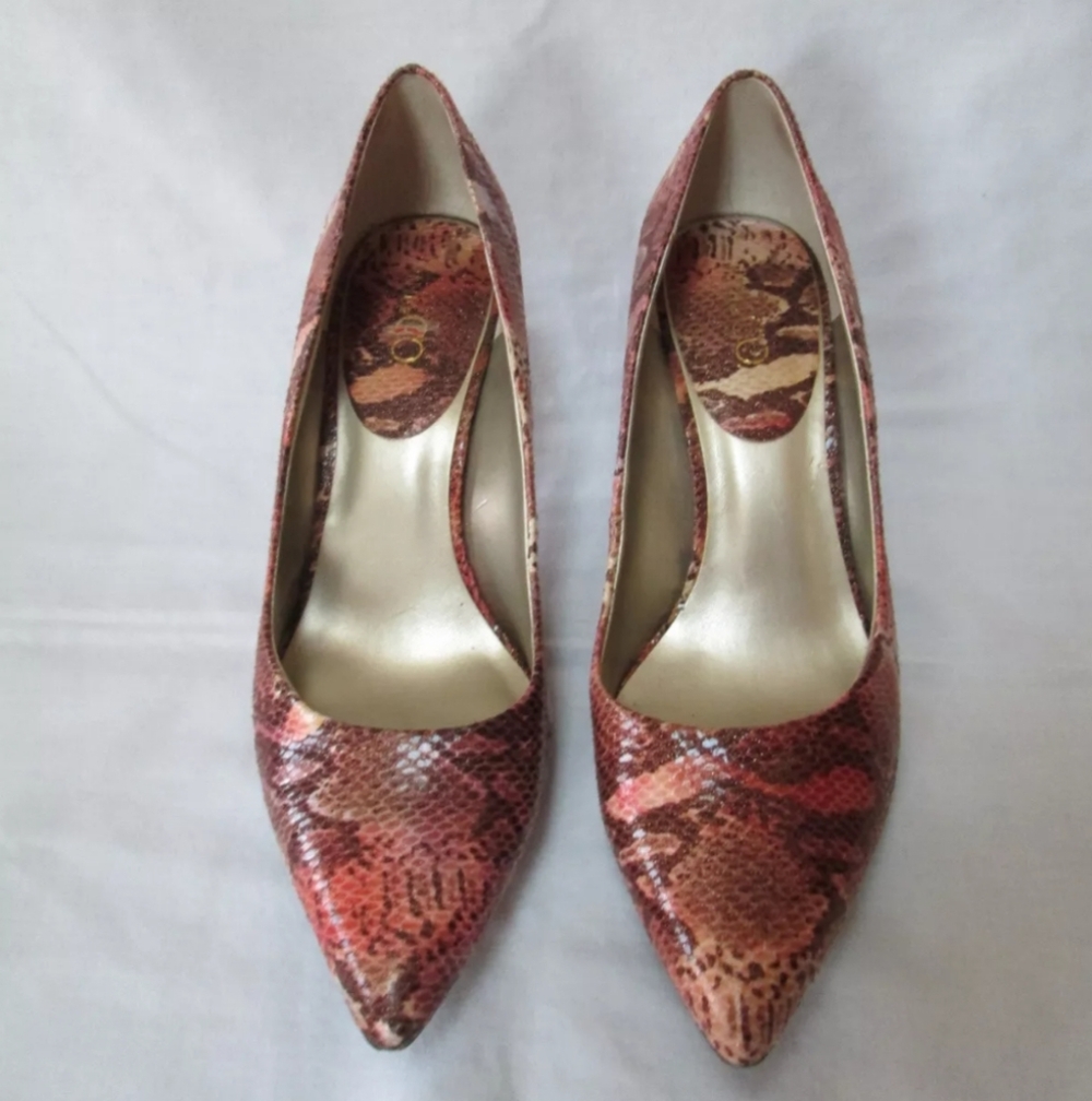 Nine & Co. Faux Python Brownish Snake Skin Heels, size 8